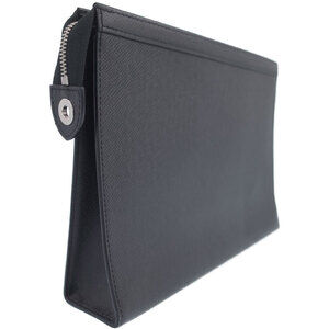 Louis Vuitton Black Voyage Clutch Taiga Pochette Bag Leather